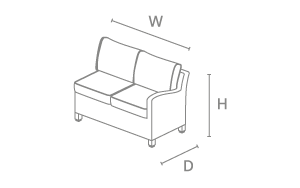 palma dimension 2019 2 seat sofa section right