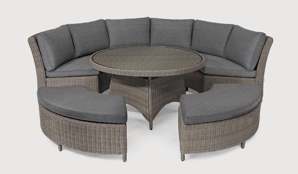 Palma Round Set Casual Dining Garden, Round Rattan Garden Table And Chairs