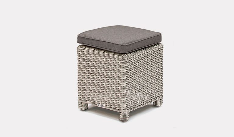 The Palma Stool in White Wash from KETTLER's Casual Dining Garden furniture range on a grey background.