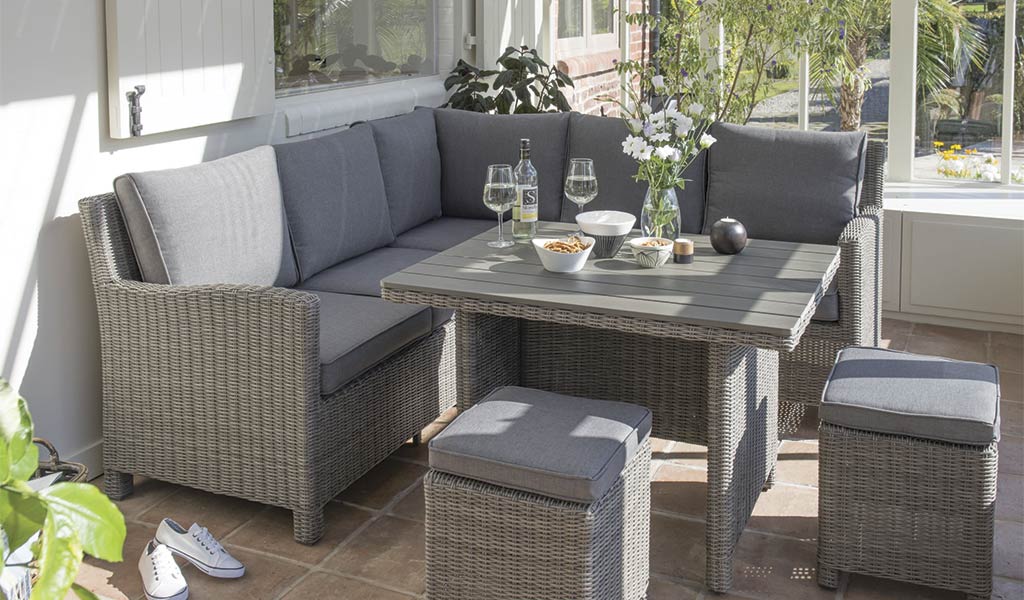 Palma Mini Set in rattan from KETTLER's Casual Dining range in a conservatory