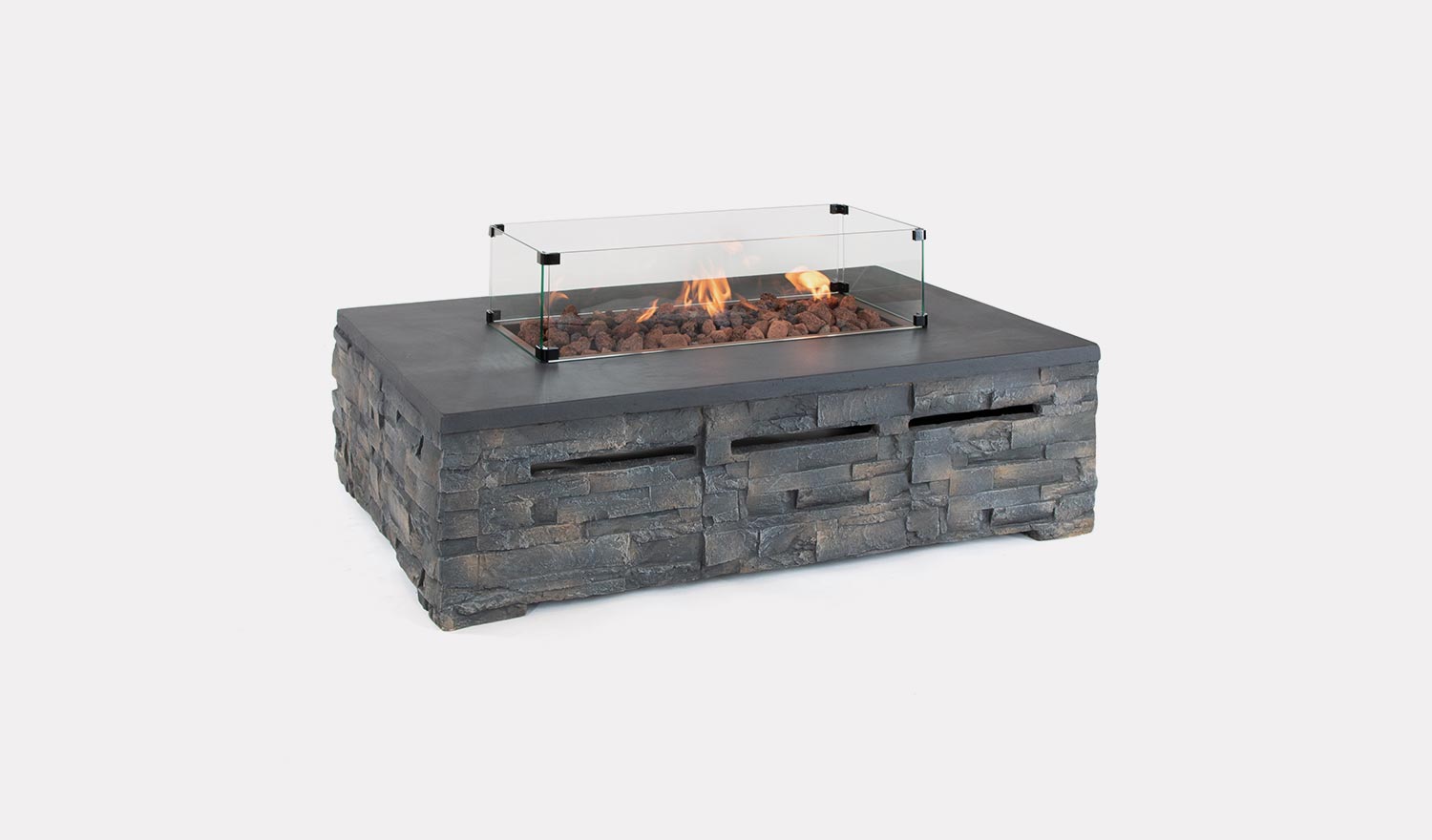 Stone Fire Pit Coffee Table 132 X 85cm, Electric Fire Pit Table