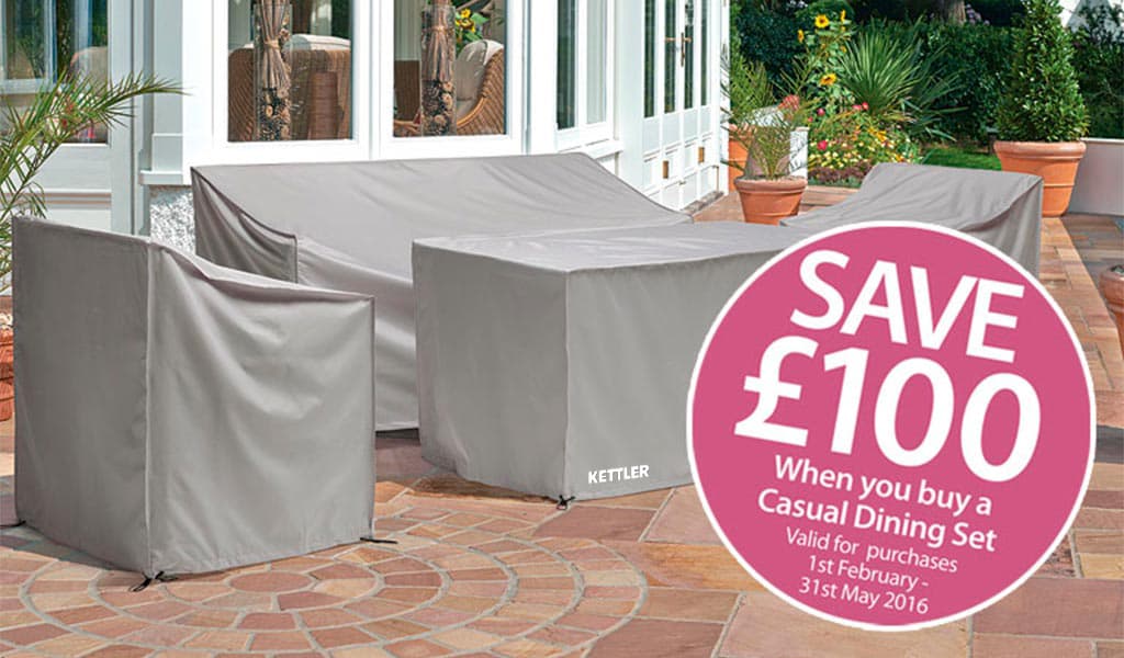Protective covers over casual dining set