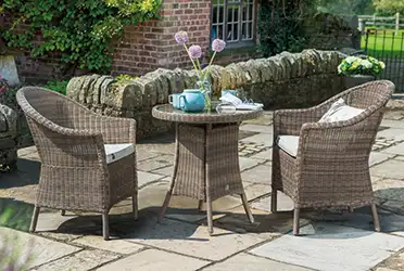 RHS by Kettler Harlow Carr bistro set on a traditional garden patio