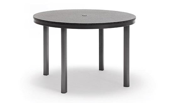 110cm wide round table with granite effect finish from KETTLER's Metal Garden Furniture range on a white background