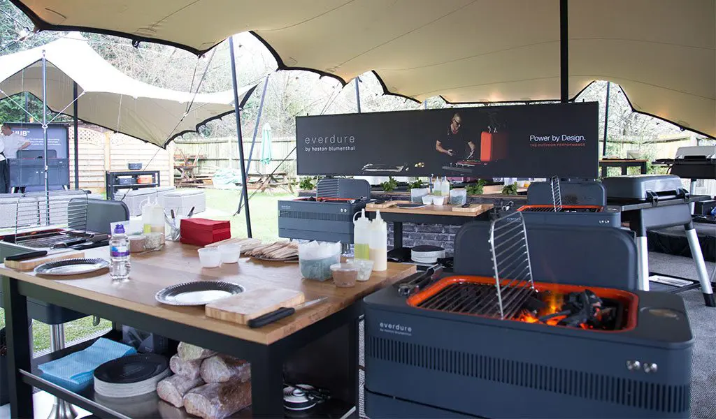 An Everdure by Heston Blumenthal Fusion charcoal BBQ on display at our BBQ experience.