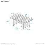 Dimension drawing for palma slat top table