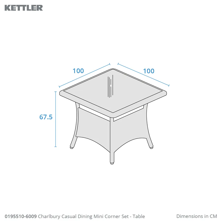 Dimension drawing charlbury casual dining mini corner set table