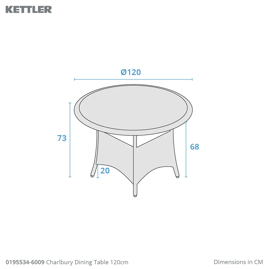 Dimension drawing charlbury 120cm dining table