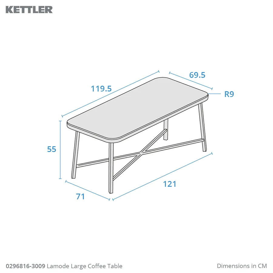 Dimension drawing lamode large coffee table