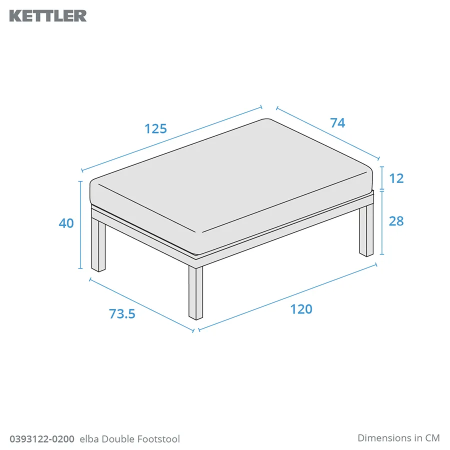 Dimension drawing elba double footstool