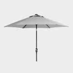 John Lewis Henley 2.5m wind up parasol in french grey on a plain white background