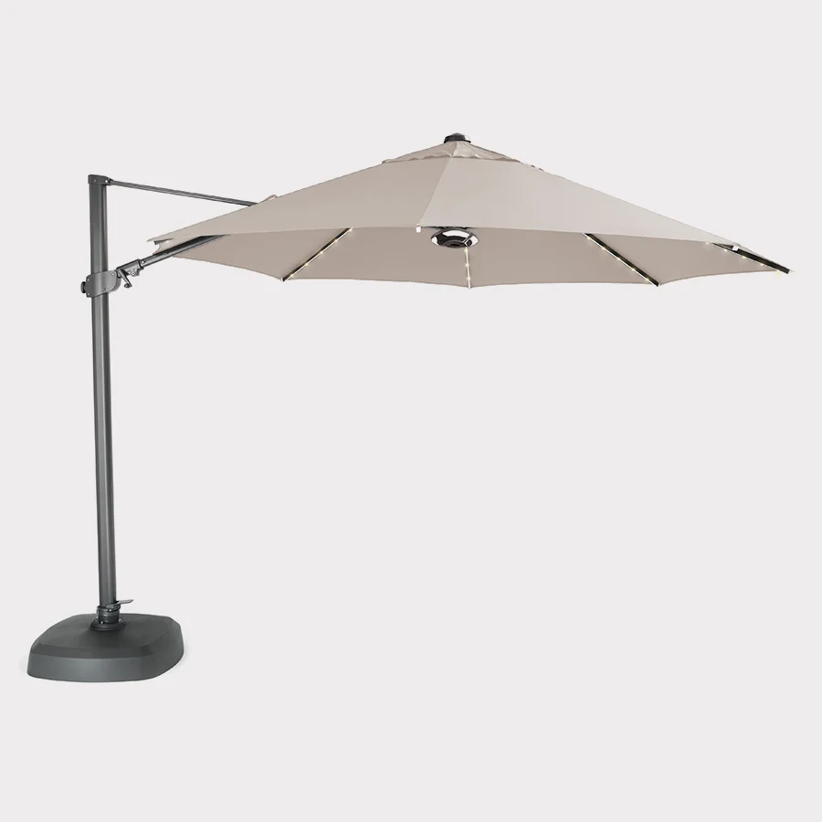 3.5m free arm parasol in stone on white background