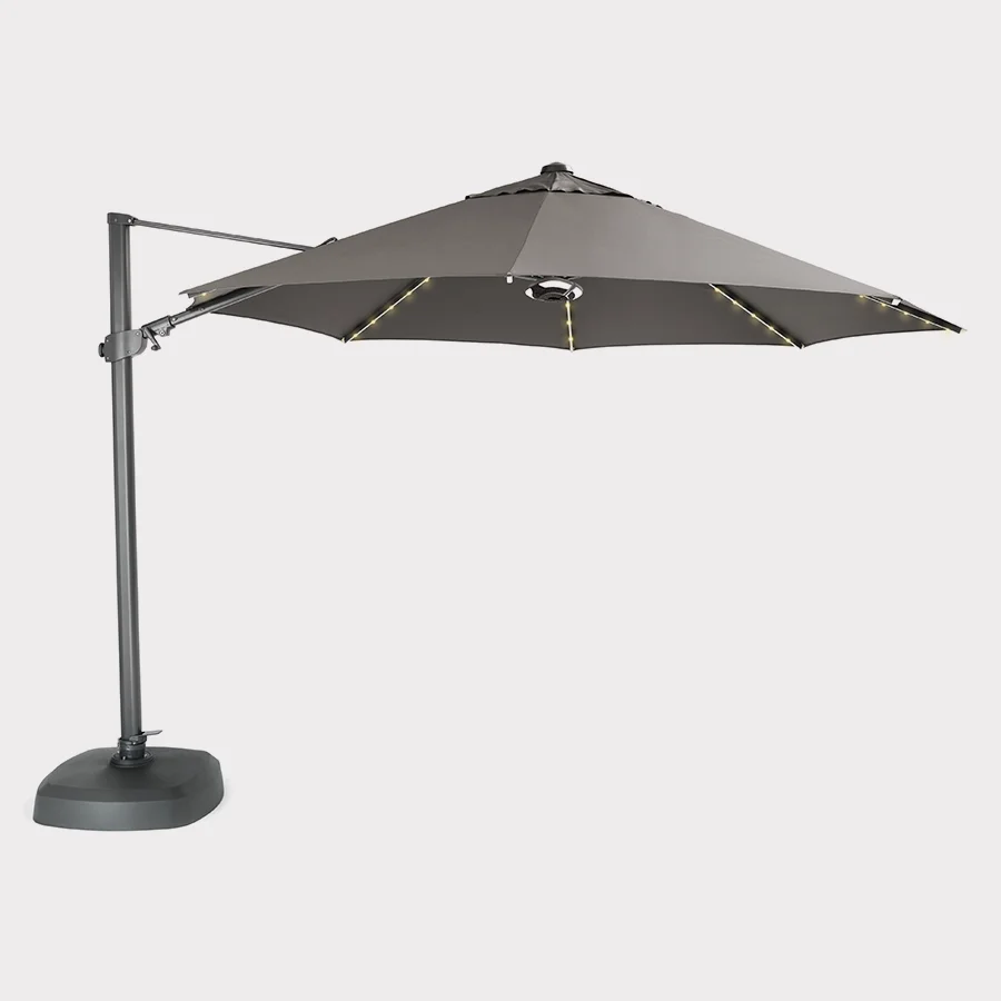 3.5m free arm parasol in taupe on white background