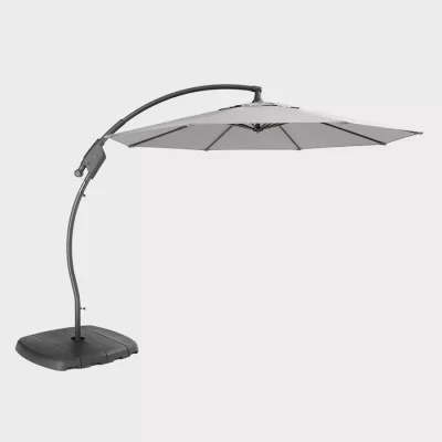 John Lewis Henley 3m free arm parasol in french grey on a plain white background