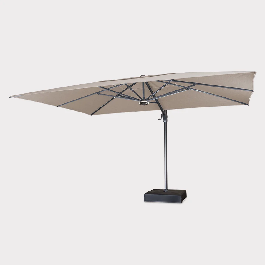 4x3m free arm parasol with wireless speaker in stone on white background