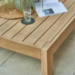 Close up image of beach coffee table made from fsc certified wood