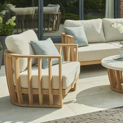 Close up of Fiji Lounge set on a modern garden patio