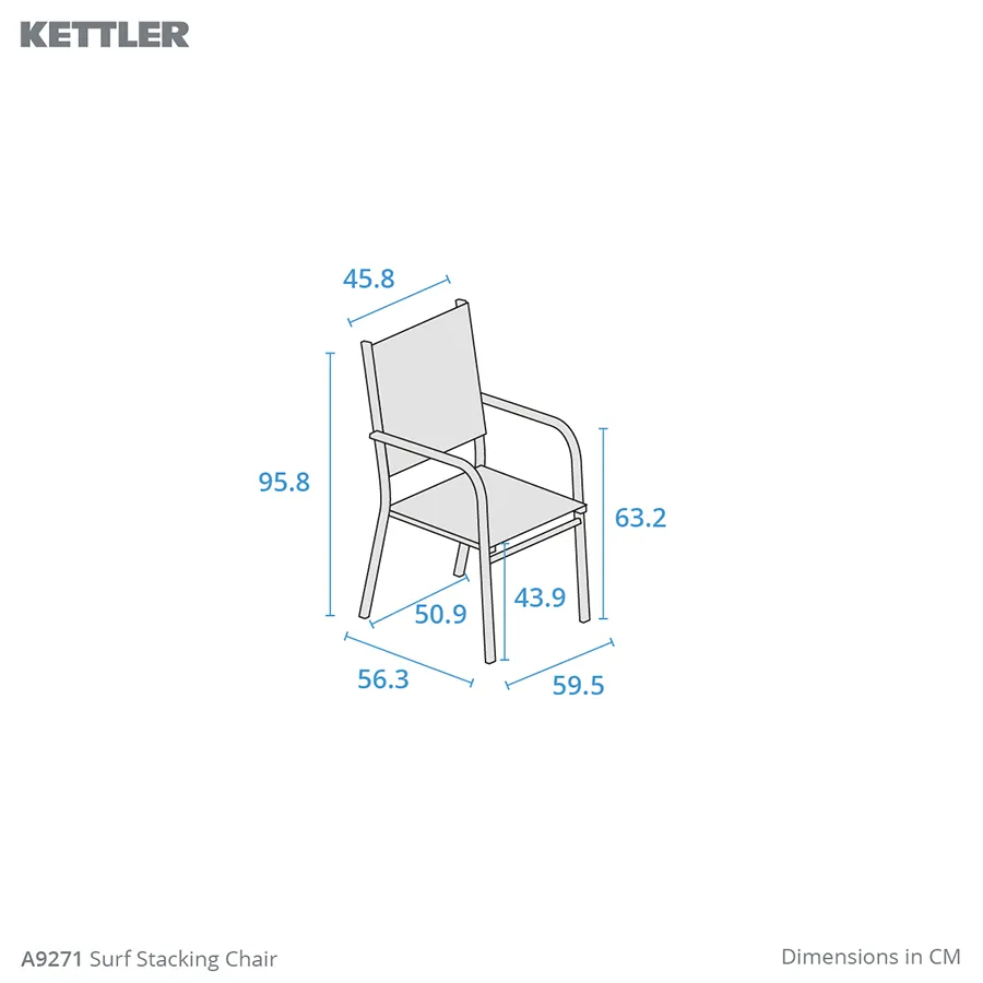Dimension drawing surf stacking chair