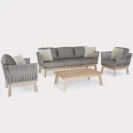 Adelaide Lounge Set comprising of two armchairs 3 seater sofa and coffee table on plain white background