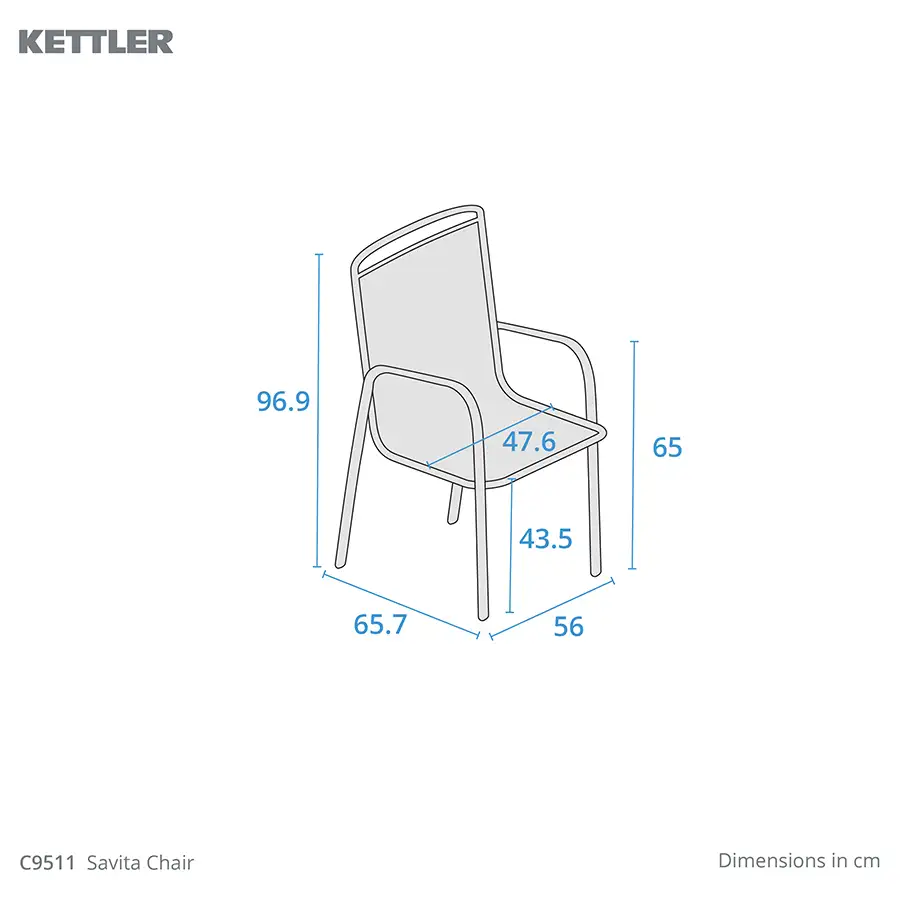 Kettler Savita chair dimension drawing