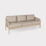 Cora rope 3 seater sofa made from fsc acacia wood on a plain white background