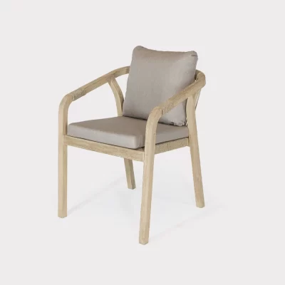 Cora rope dining chair made from fsc acacia wood on a plain white background