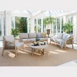 Cora rope lounge set with 3 seat sofa in a conservatory setting