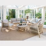 Cora rope lounge set with 2 and 3 seat sofas in a conservatory setting