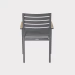 Rear view of Elba dining chair in grey on a plain white background
