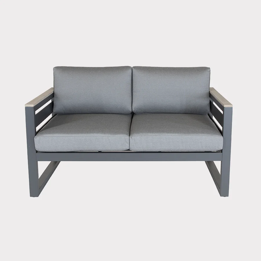 elba grand 2 seater sofa front view in grey on a plain white background