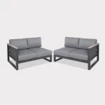 elba grande left and right hand sofas in grey on a plain white background