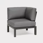 elba low lounge standard corner sofa in grey on a plain white background