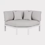 elba low lounge large corner sofa in white on a plain white background