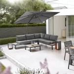 Elba low lounge set on a garden terrace in the day with LED candle lights