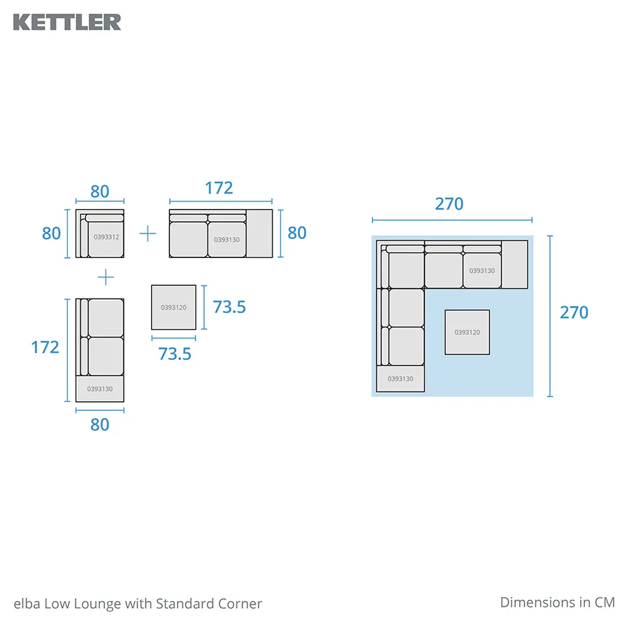 elba low lounge standard corner set footprint dimensions