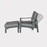 Elba relaxer and footstool in grey on a plain white background showing back rest multi positions