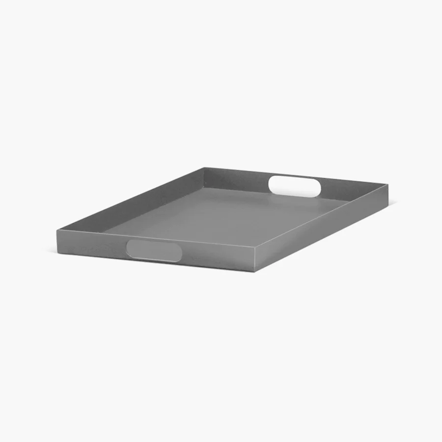 Elba tray in grey on a plain white background