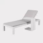 Elba lounge side table with an elba sun lounger in white on a plain white background