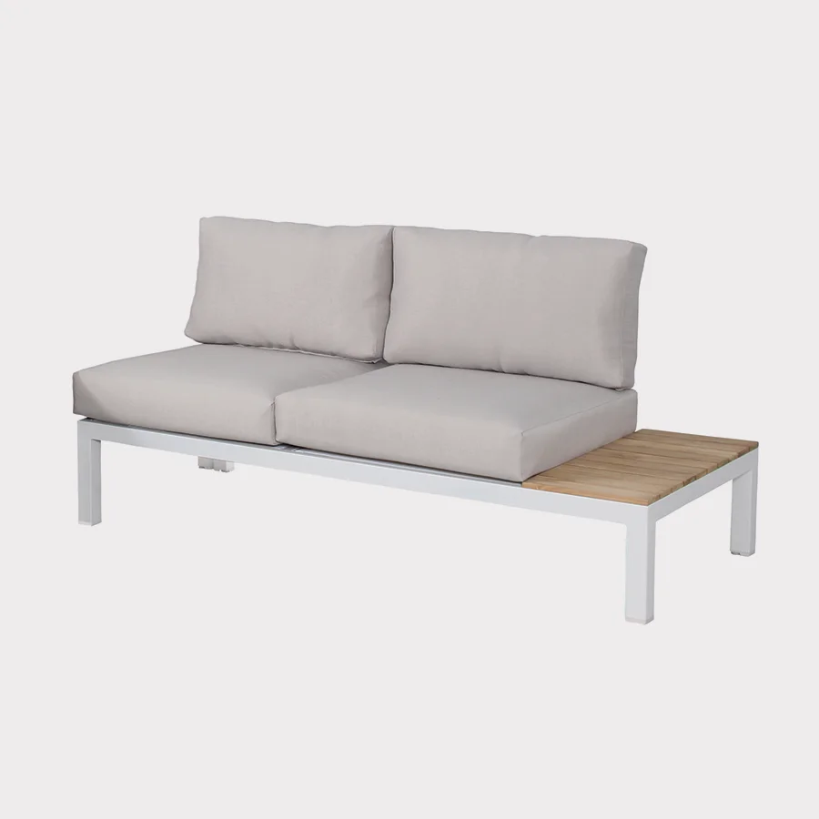 elba low lounge left hand sofa in white on a plain white background