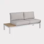 elba low lounge right hand sofa in white on a plain white background