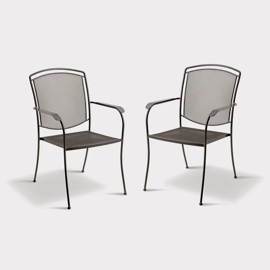 Pair of Henley armchairs in iron grey on a plain white background
