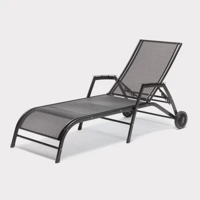 John Lewis Henley sunlounger in iron grey on a plain white background