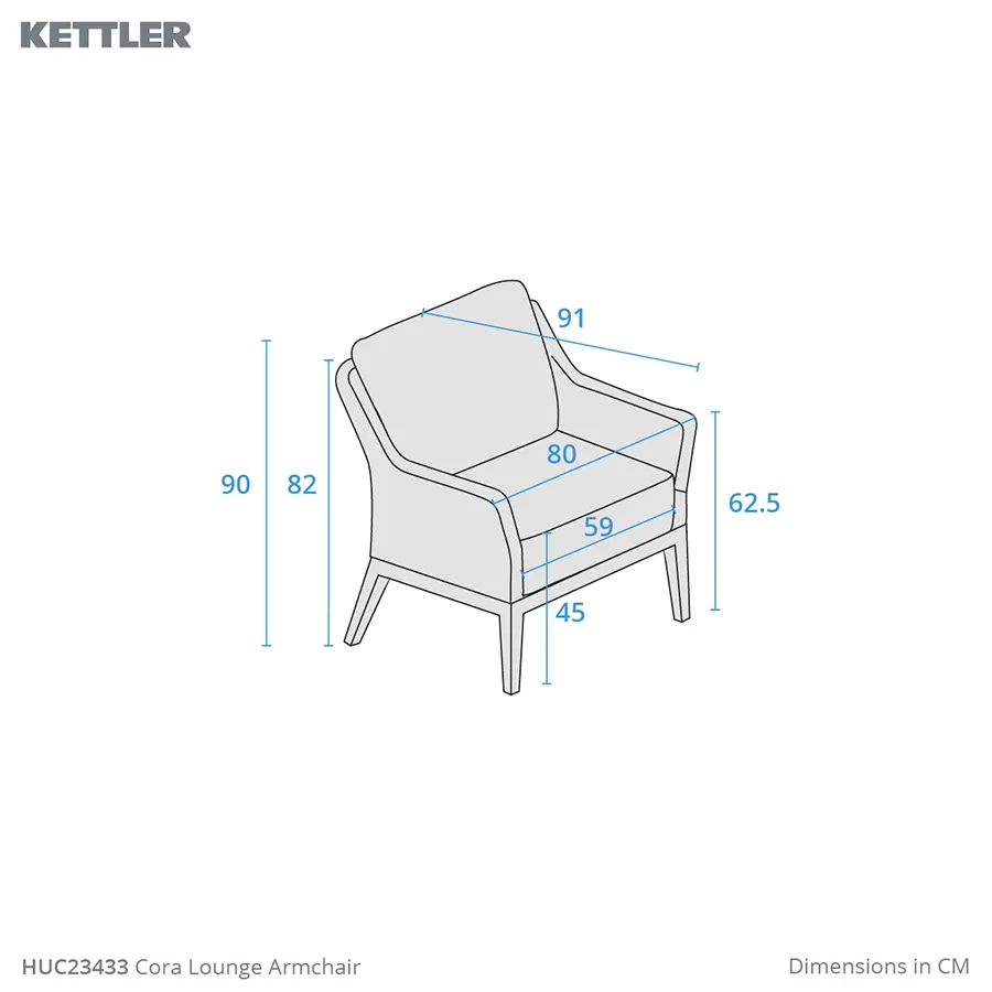 Dimension drawing Cora lounge armchair