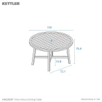 Dimension drawing Cora round 150cm dining table