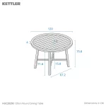 Dimension drawing Cora round 120cm dining table