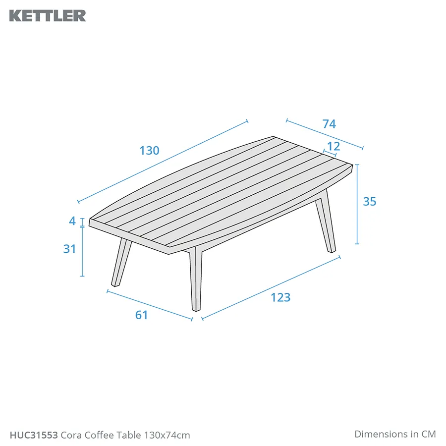 Dimension drawing Cora coffee table