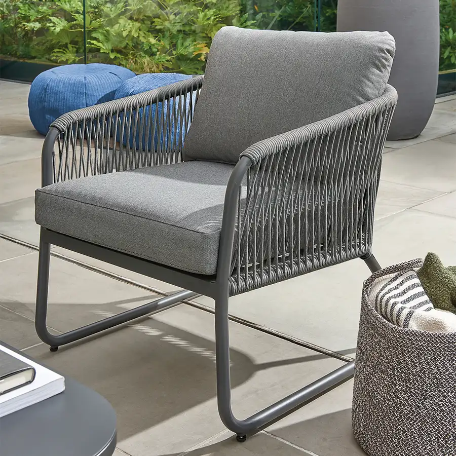 Kingston lounge chair on a modern patio in the sun shine