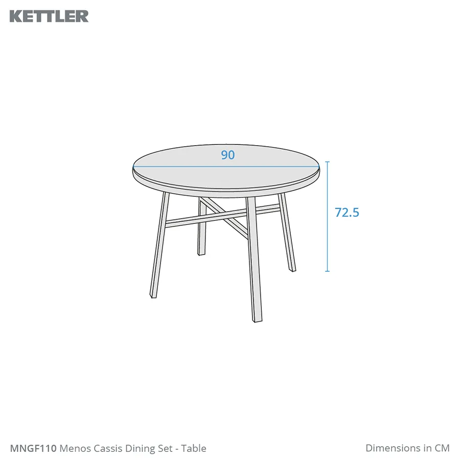 Dimension drawing cassis dining table