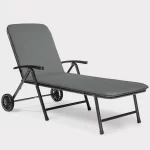 Novero sun lounger with cushion in slate on white background