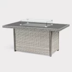 Palma fire pit table in white wash on plain white background